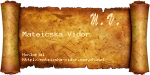 Mateicska Vidor névjegykártya